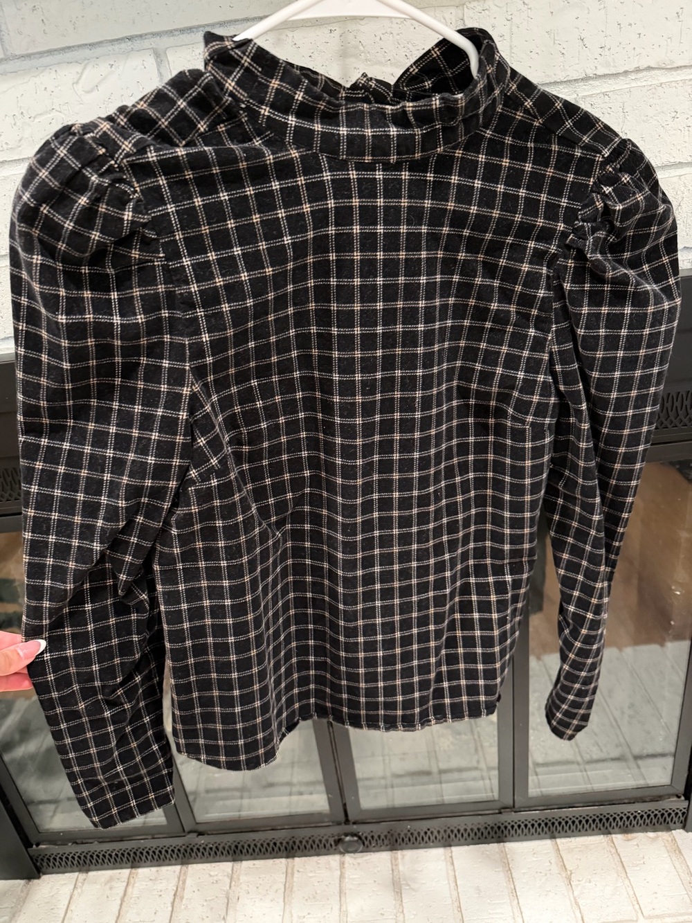 Black Plaid Mock Neck Women's Top - Time and Tru